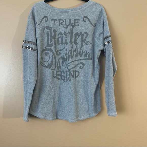 Harley Davidson Womens Shirt Sz 1X Gray Sequins - Picture 7 of 7